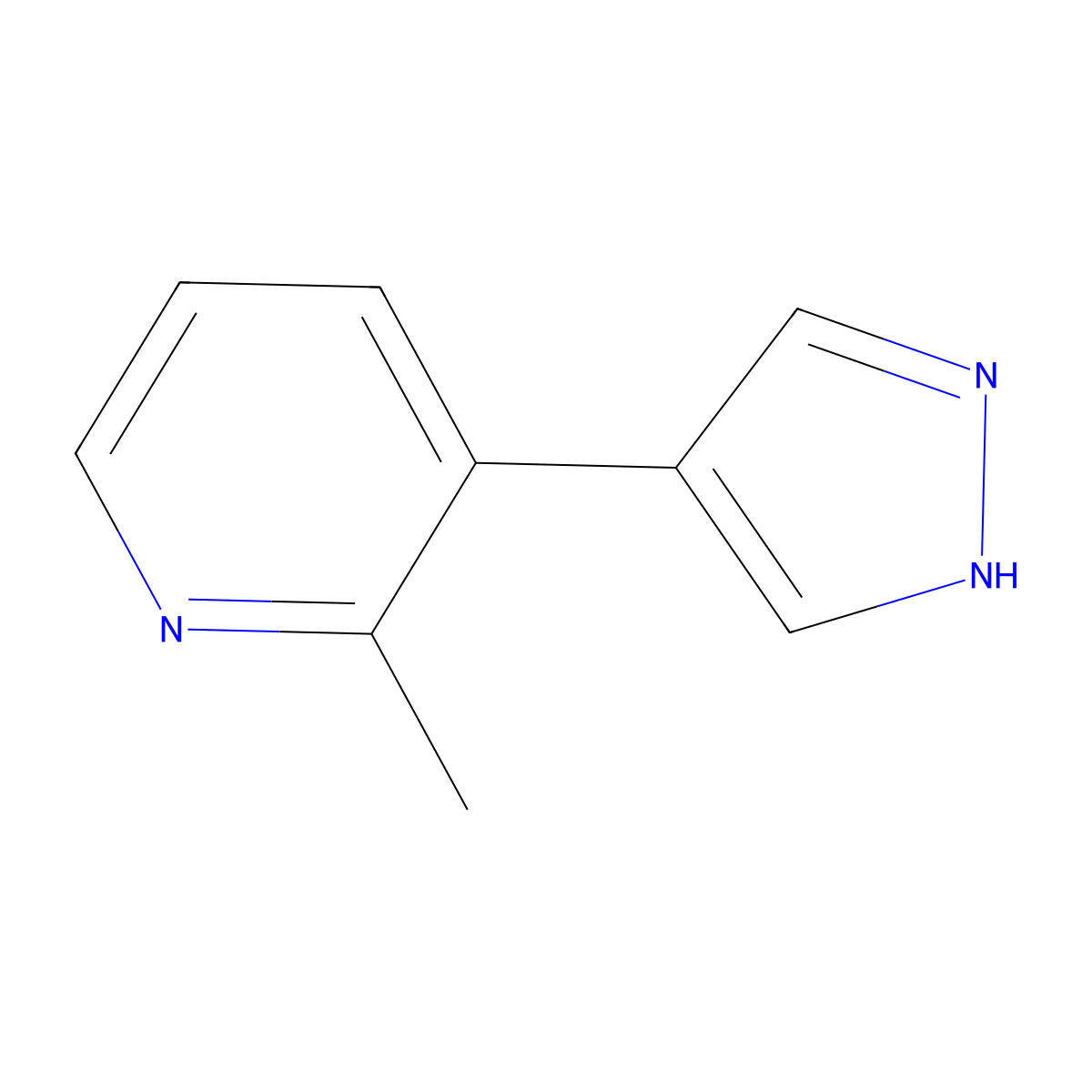 2-methyl-3-(1H-pyrazol-4-yl)pyridine molecular structure, CAS 1346532-35-1