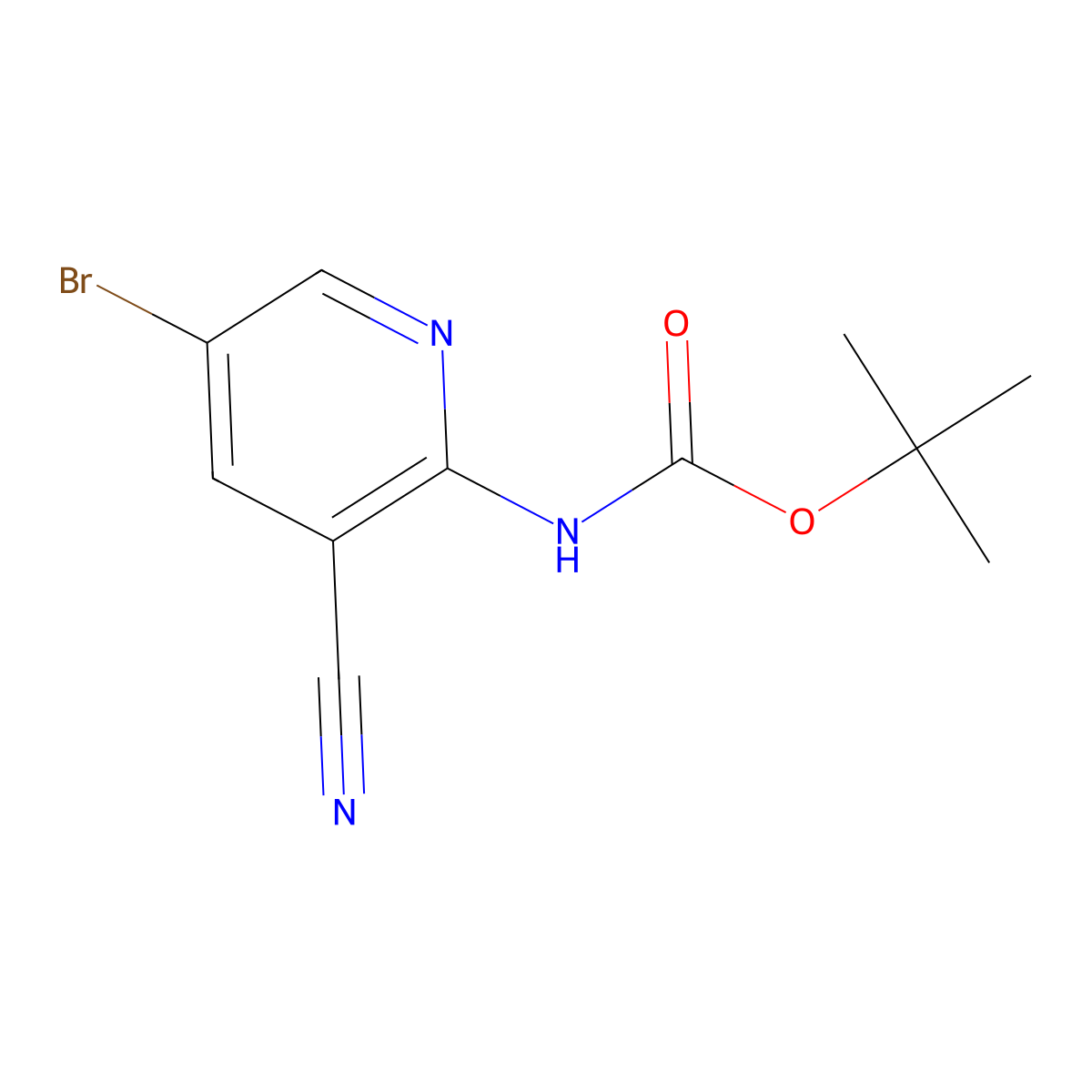 tert-butyl N-(5-bromo-3-cyanopyridin-2-yl)carbamate molecular structure, CAS 1346532-96-4