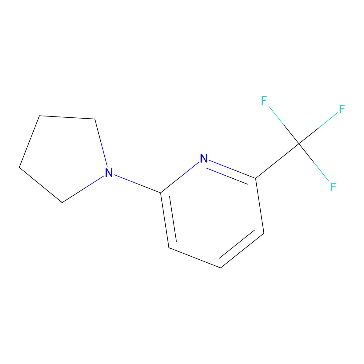 2-(Pyrrolidin-1-yl)-6-(trifluoromethyl)pyridine molecular structure, CAS 1346534-56-2