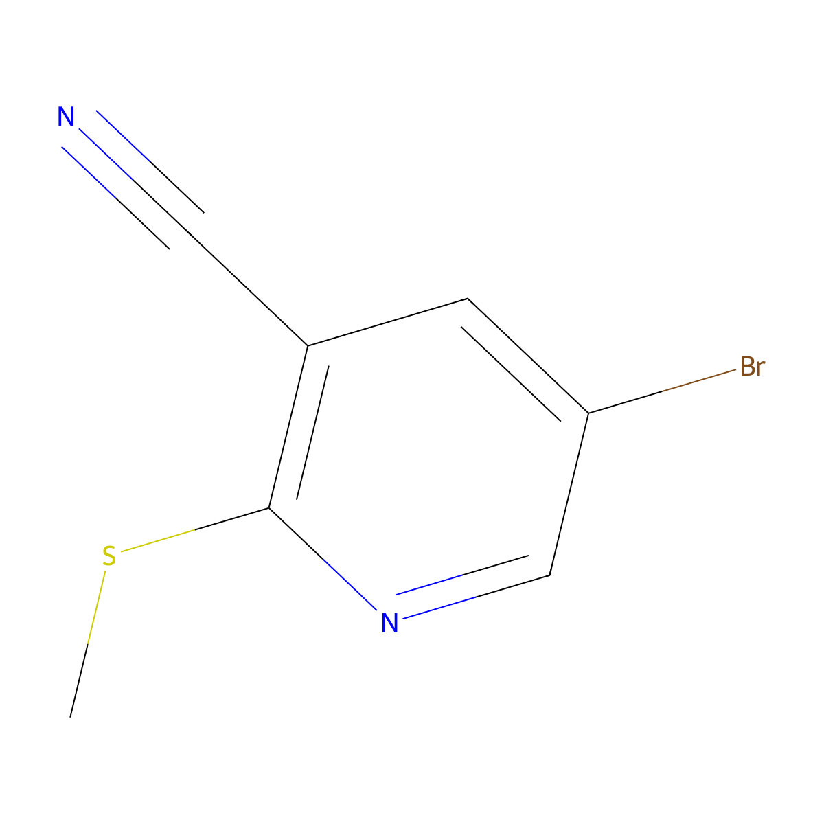5-Bromo-2-(methylsulfanyl)pyridine-3-carbonitrile molecular structure, CAS 1346535-02-1