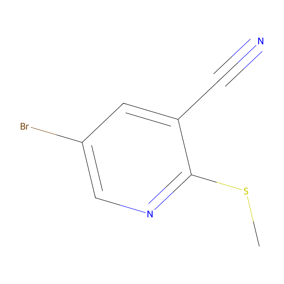 5-Bromo-2-(methylsulfanyl)pyridine-3-carbonitrile molecular structure, CAS 1346535-02-1