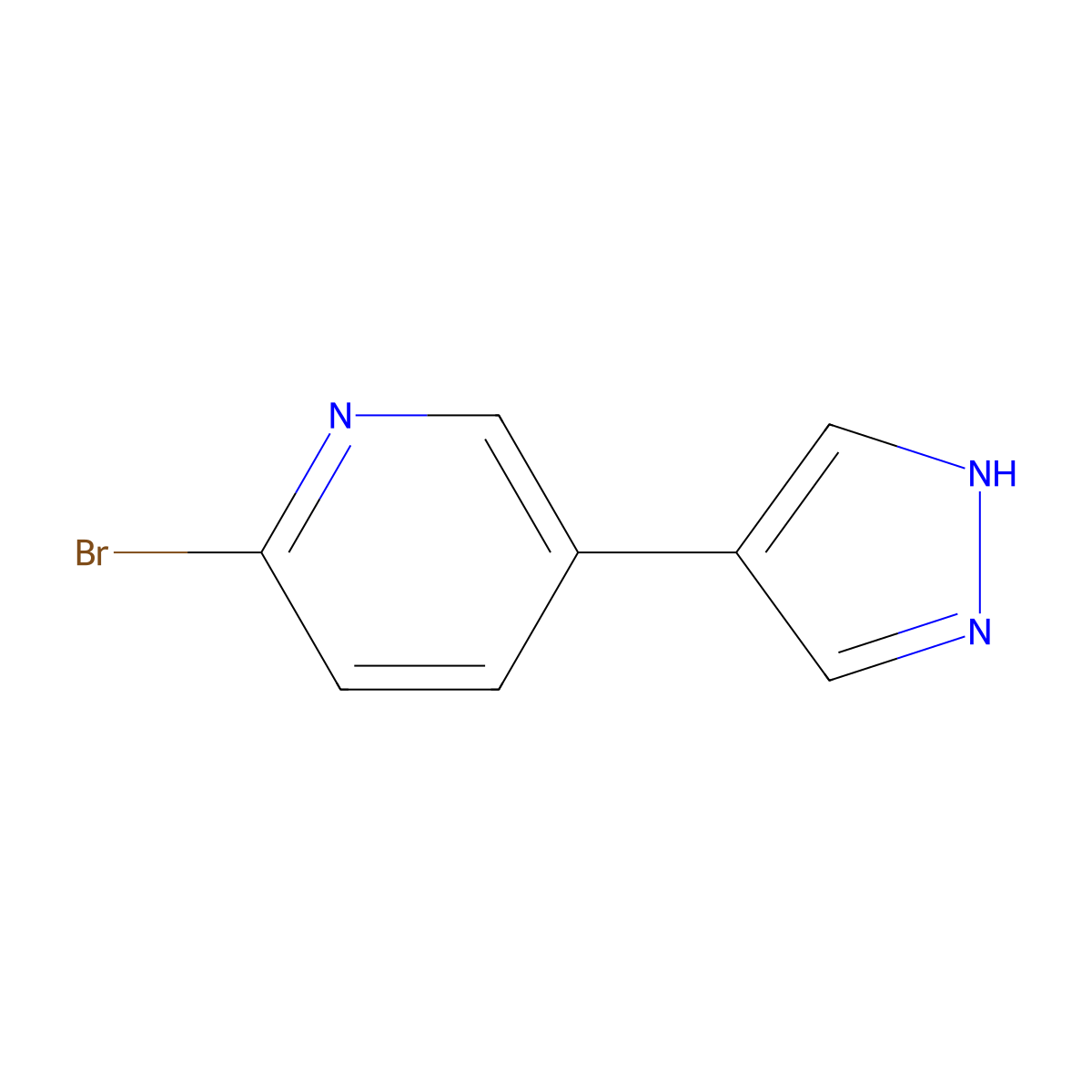 2-bromo-5-(1H-pyrazol-4-yl)pyridine molecular structure, CAS 1346536-56-8