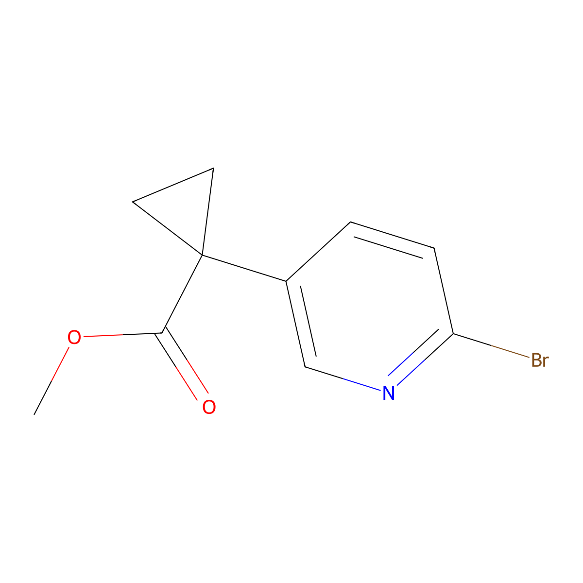 Methyl 1-(6-bromopyridin-3-YL)cyclopropanecarboxylate molecular structure, CAS 1346539-47-6