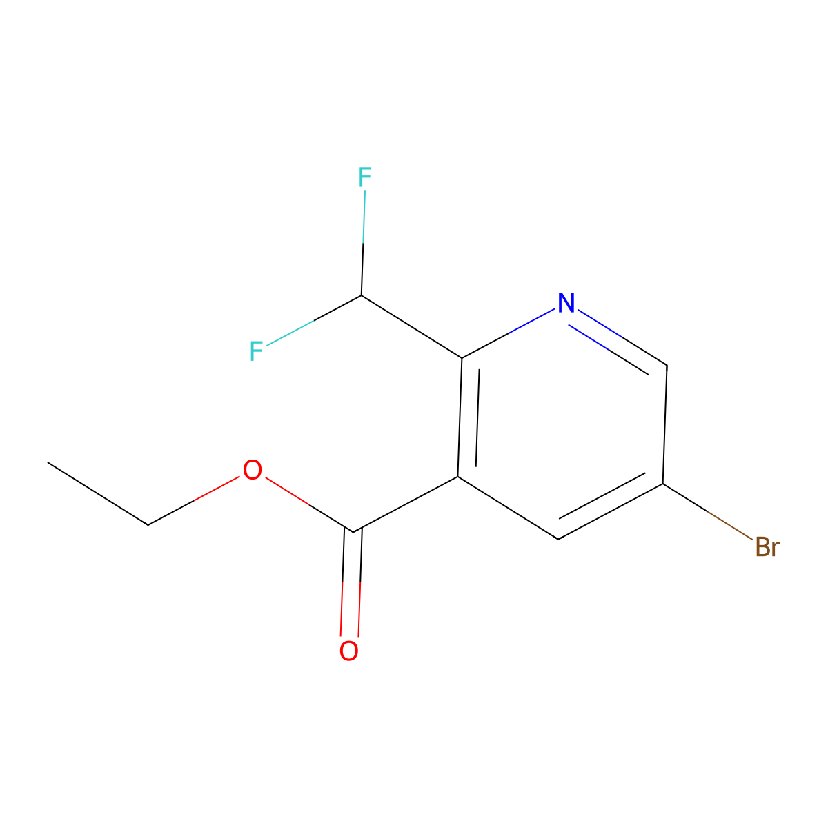 Ethyl 5-bromo-2-(difluoromethyl)pyridine-3-carboxylate molecular structure, CAS 1346539-82-9