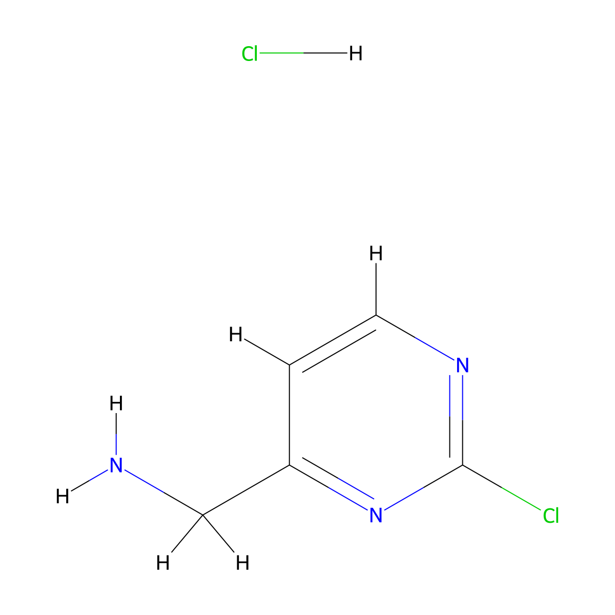 (2-Chloropyrimidin-4-yl)methanamine hydrochloride molecular structure, CAS 1346542-37-7