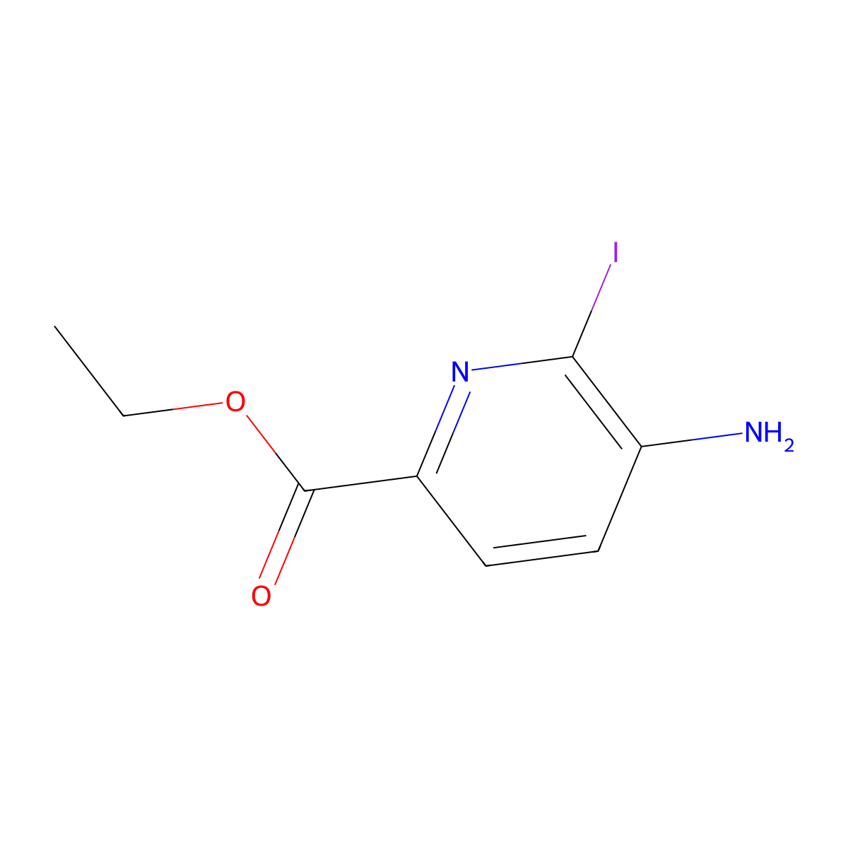 Ethyl 5-amino-6-iodopyridine-2-carboxylate molecular structure, CAS 1346569-65-0