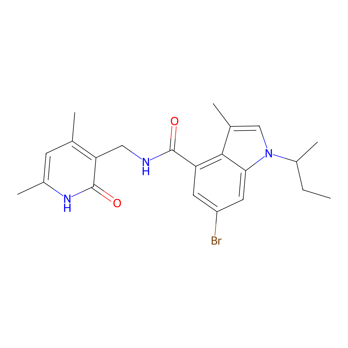6-bromo-1-(sec-butyl)-N-((4,6-dimethyl-2-oxo-1,2-dihydropyridin-3-yl)methyl)-3-methyl-1H-indole-4-carboxamide molecular structure, CAS 1346574-53-5