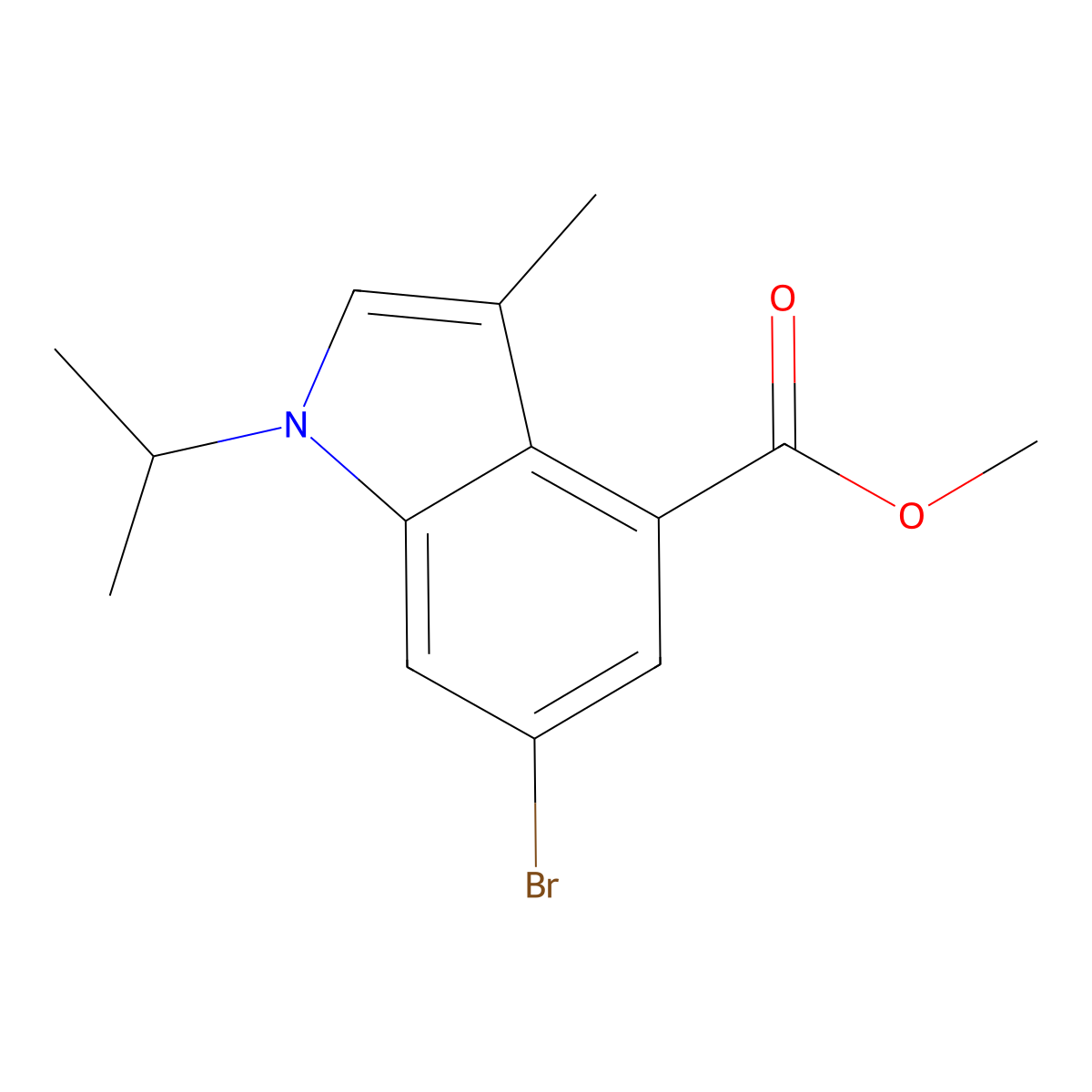 methyl 6-bromo-1-isopropyl-3-methyl-1H-indole-4-carboxylate molecular structure, CAS 1346575-78-7