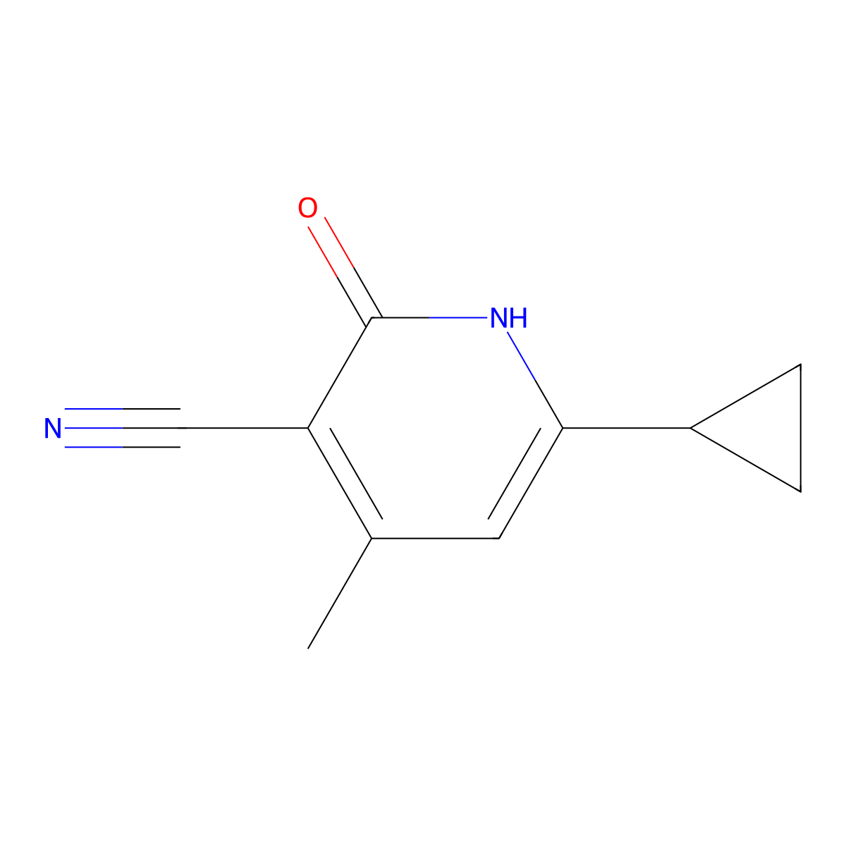 6-Cyclopropyl-4-methyl-2-oxo-1,2-dihydropyridine-3-carbonitrile molecular structure, CAS 1346576-02-0