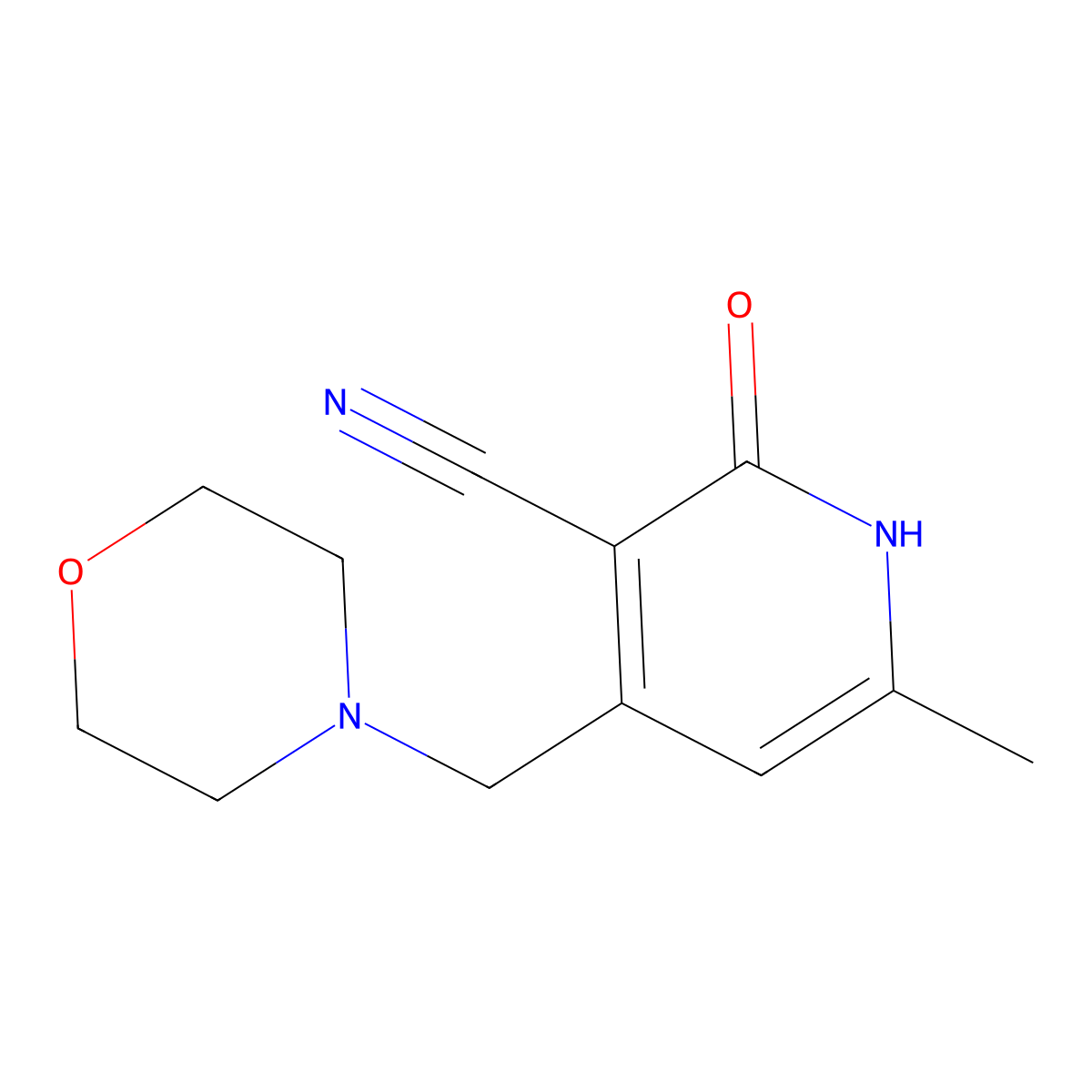 6-Methyl-4-(morpholinomethyl)-2-oxo-1,2-dihydropyridine-3-carbonitrile molecular structure, CAS 1346576-26-8