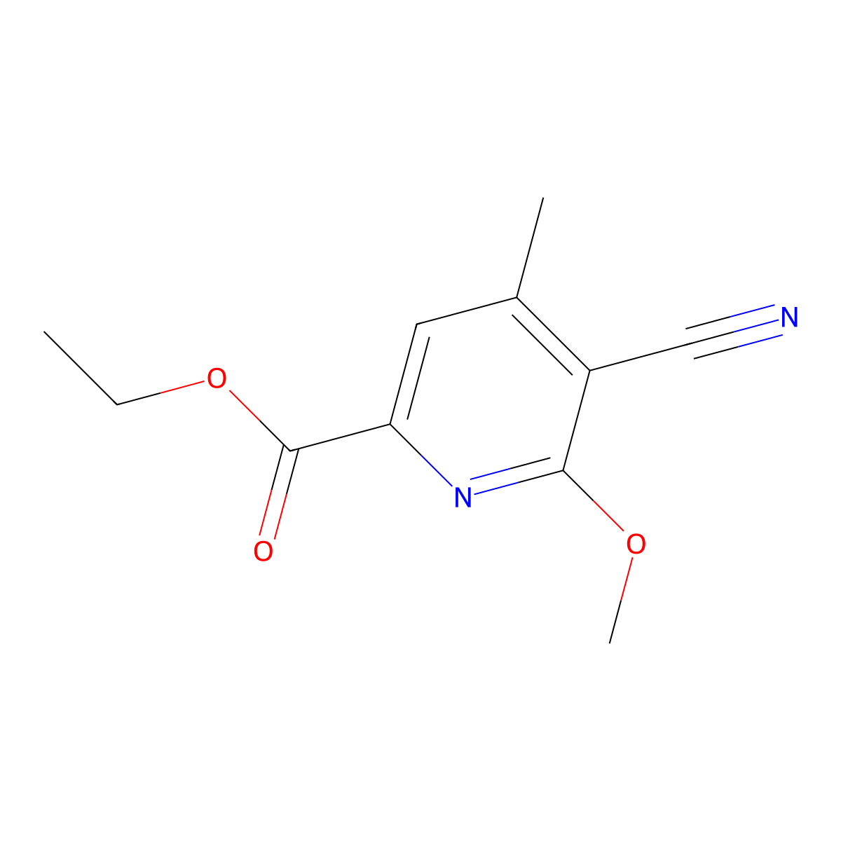 Ethyl 5-cyano-6-methoxy-4-methylpicolinate molecular structure, CAS 1346576-27-9