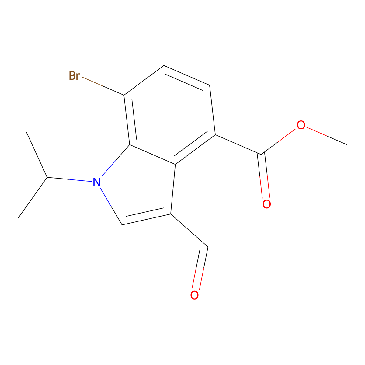 Methyl 7-bromo-3-formyl-1-isopropyl-1H-indole-4-carboxylate molecular structure, CAS 1346576-36-0