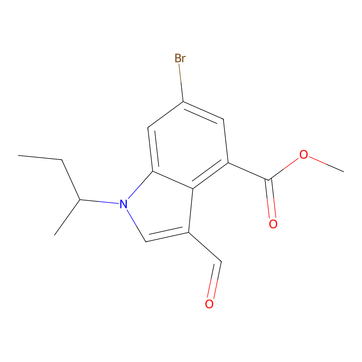 Methyl 6-bromo-1-(sec-butyl)-3-formyl-1H-indole-4-carboxylate molecular structure, CAS 1346576-38-2