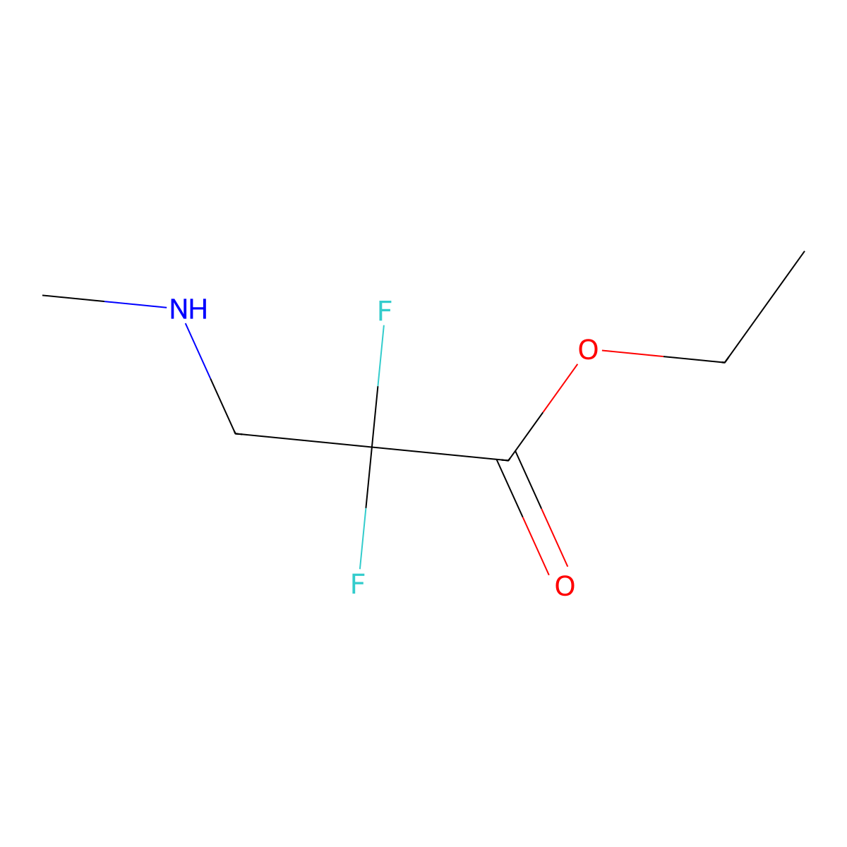 Ethyl 2,2-difluoro-3-(methylamino)propanoate molecular structure, CAS 1346597-51-0