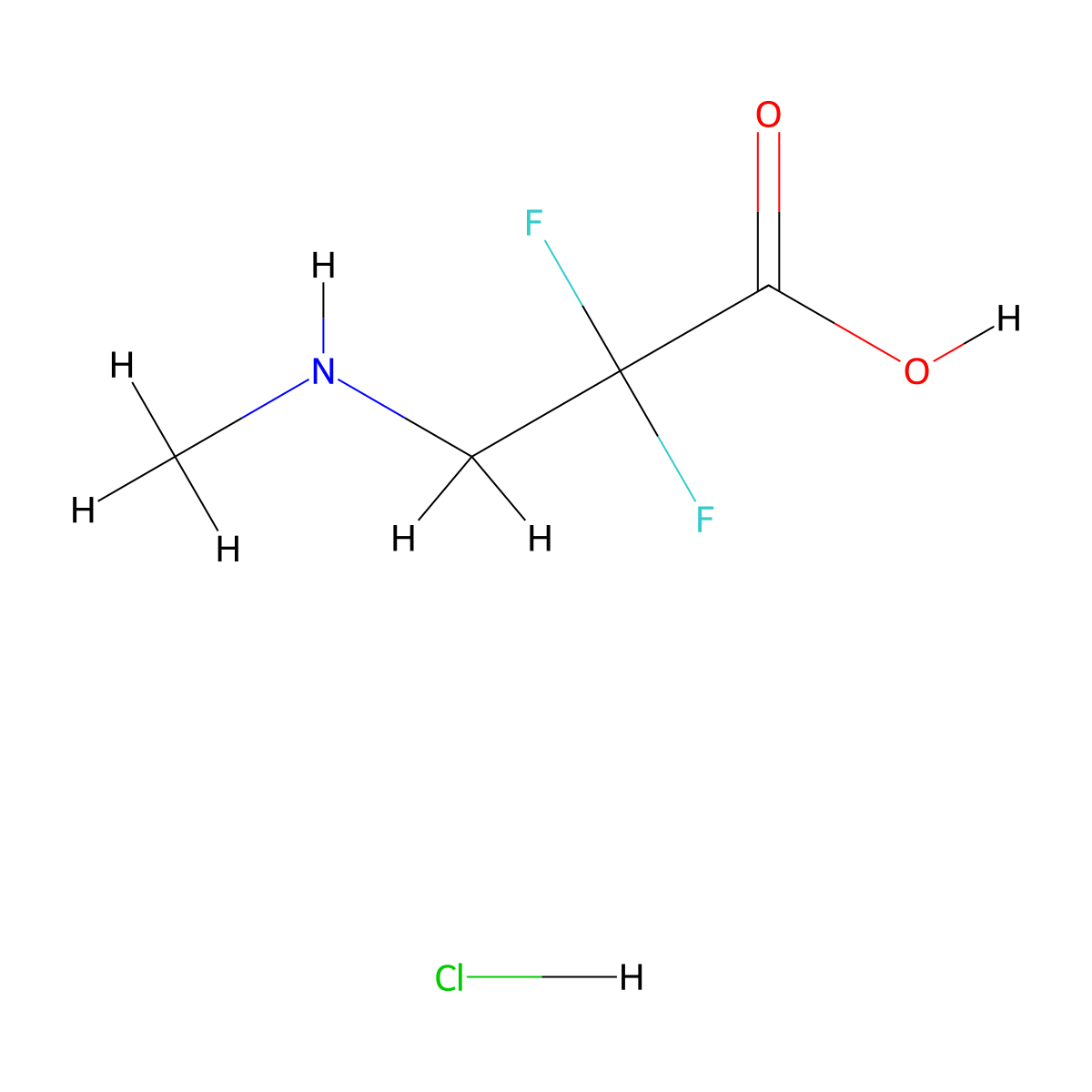 2,2-Difluoro-3-(methylamino)propanoic acid hydrochloride molecular structure, CAS 1346597-54-3