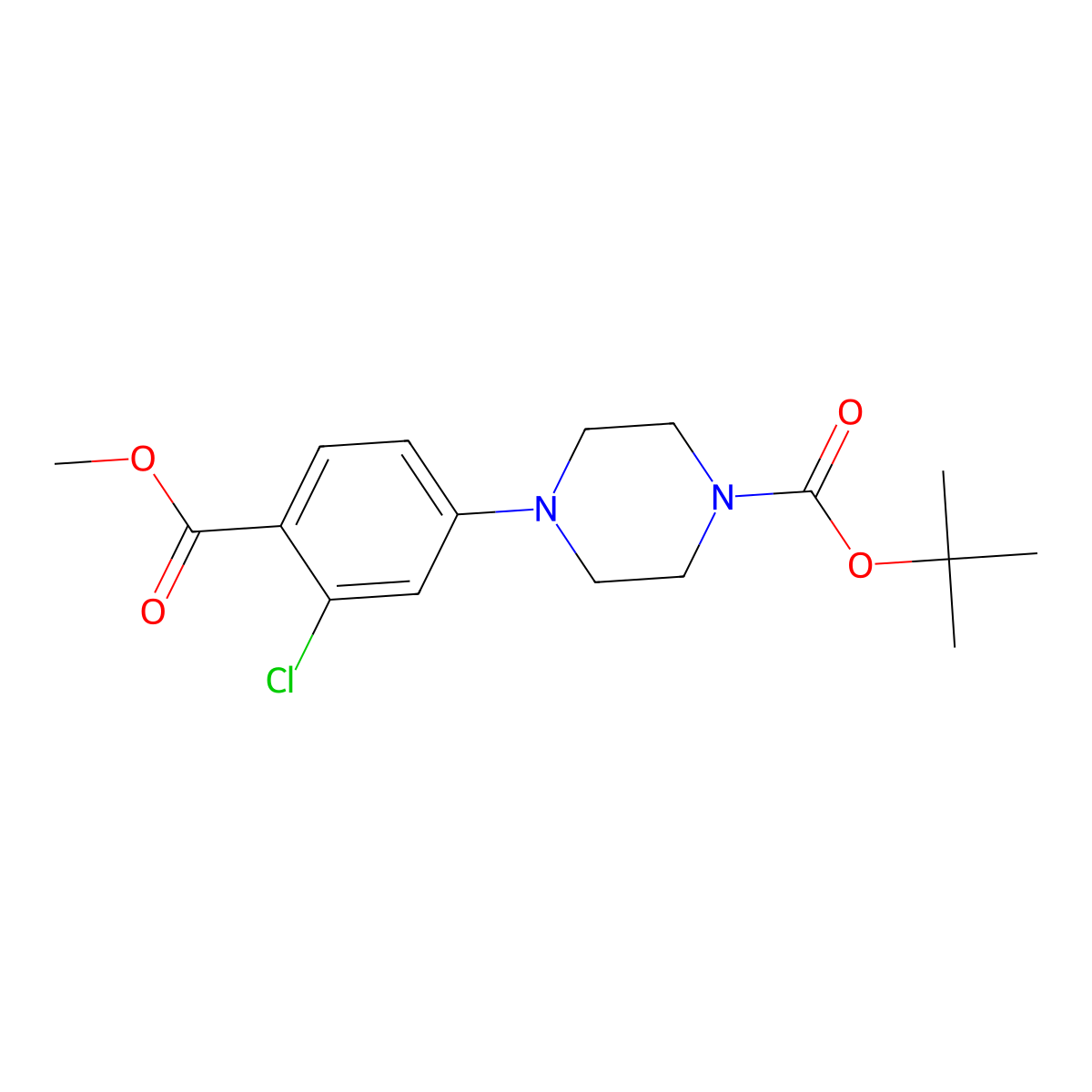Methyl 4-(4-Boc-1-piperazinyl)-2-chlorobenzoate molecular structure, CAS 1346597-59-8