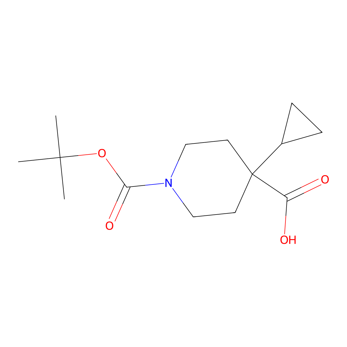 1-((Tert-butoxy)carbonyl)-4-cyclopropylpiperidine-4-carboxylic acid molecular structure, CAS 1346599-08-3
