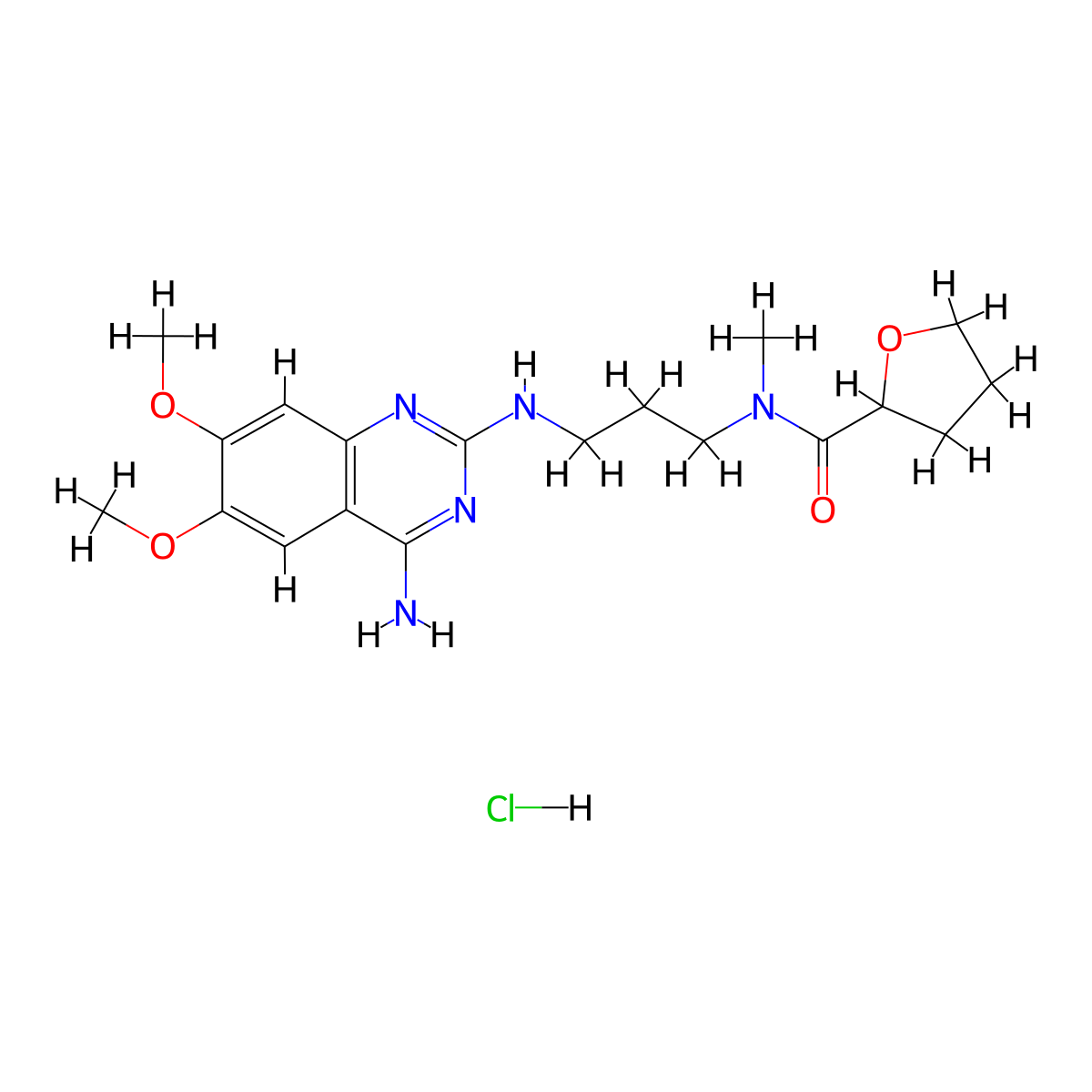 N-(3-(4-amino-6,7-dimethoxyquinazolin-2-ylamino)propyl)-N-methyltetrahydrofuran-2-carboxamide hydrochloride molecular structure, CAS 1346601-27-1