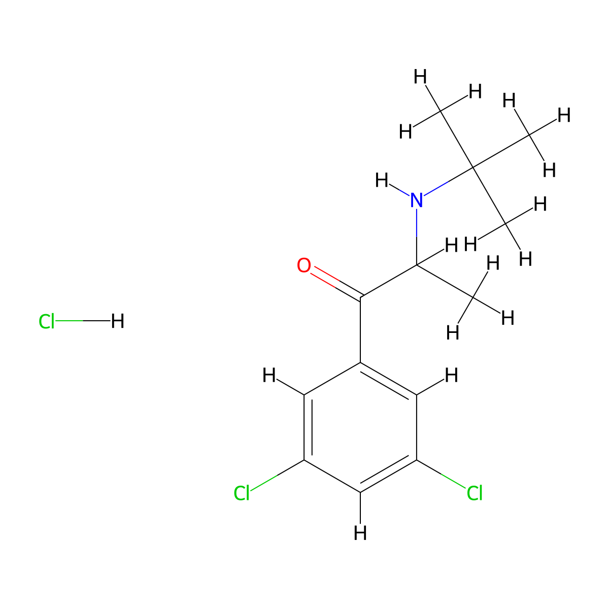 2-(Tert-butylamino)-1-(3,5-dichlorophenyl)propan-1-one hydrochloride molecular structure, CAS 1346603-00-6