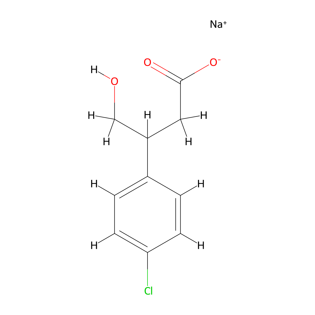3-(4-Chlorophenyl)-4-hydroxybutyric Acid Sodium Salt molecular structure, CAS 1346603-21-1