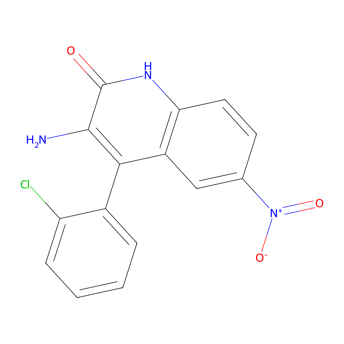 3-Amino-4-(2-chlorophenyl)-6-nitrocarbostyril molecular structure, CAS 1346604-43-0