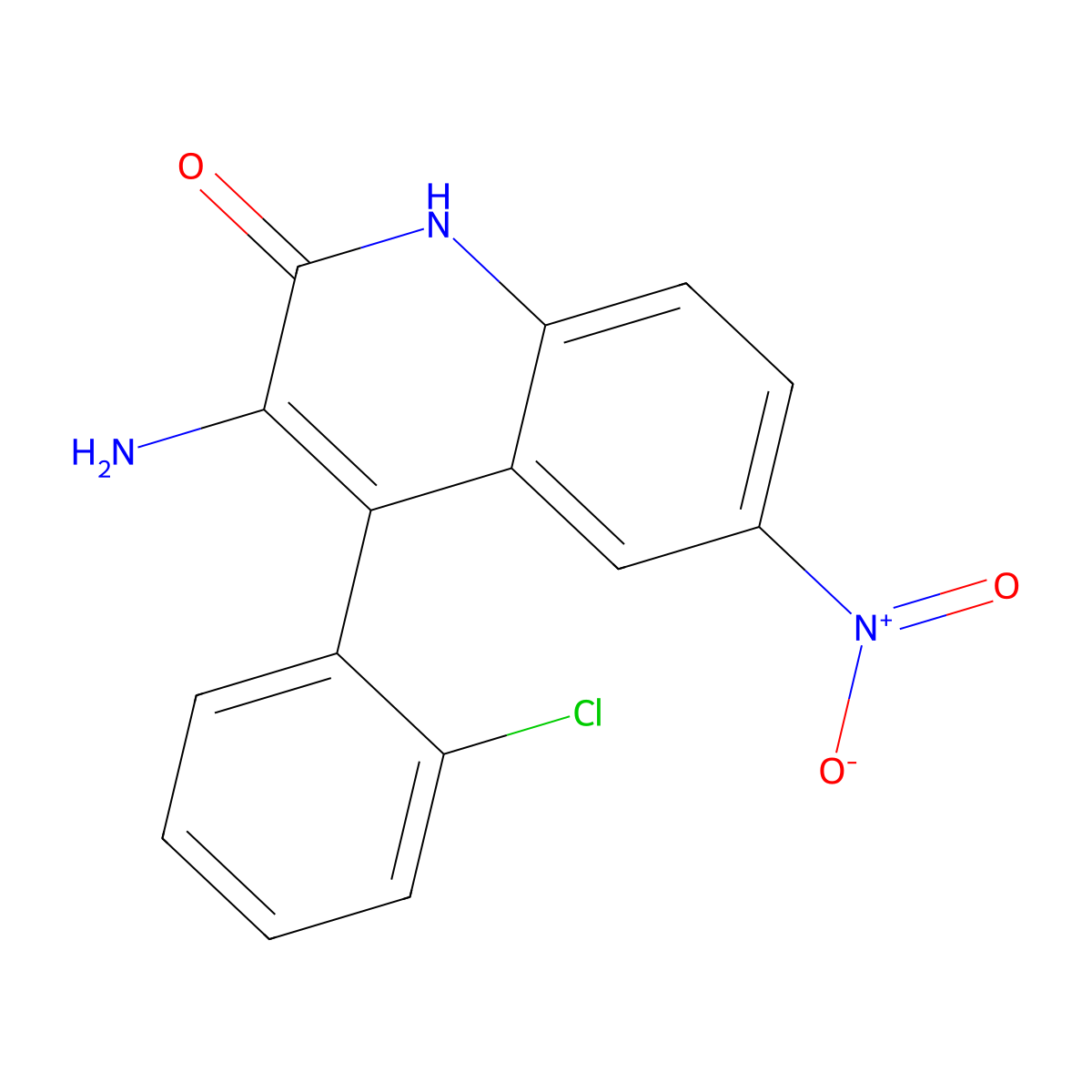 3-Amino-4-(2-chlorophenyl)-6-nitrocarbostyril molecular structure, CAS 1346604-43-0