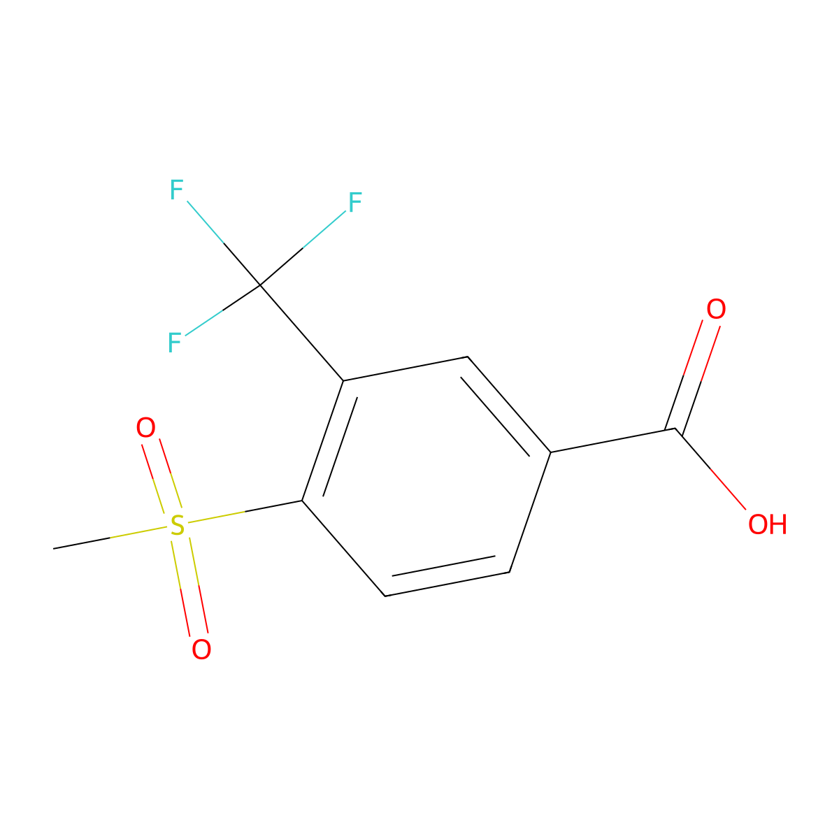 4-Methanesulfonyl-3-(trifluoromethyl)benzoic acid molecular structure, CAS 1346608-71-6