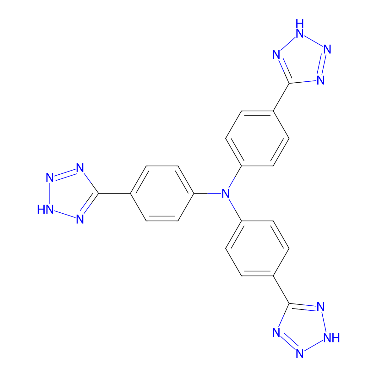 Tris(4-(2H-tetrazol-5-yl)phenyl)amine molecular structure, CAS 1346621-21-3