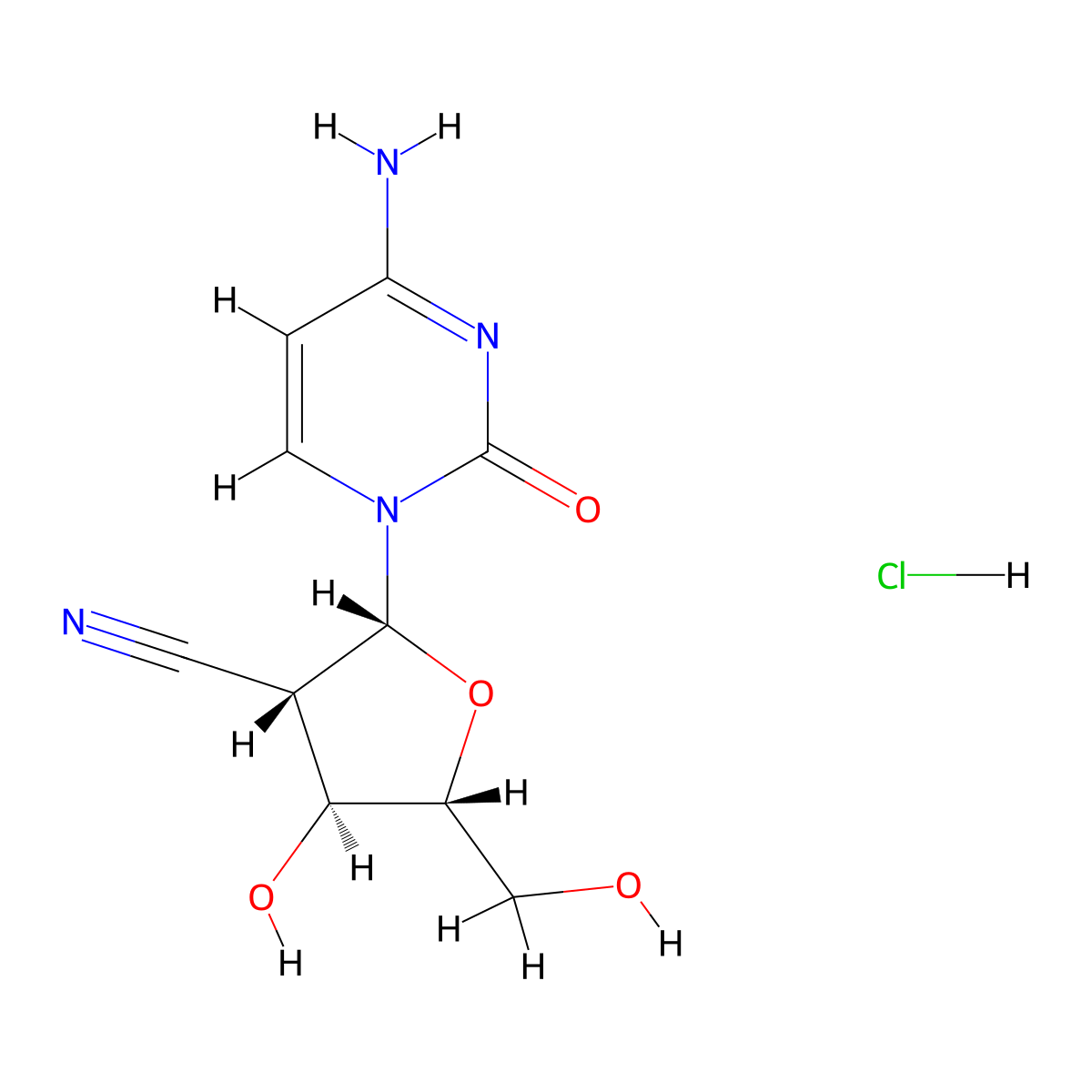 2'-Cyano-2'-deoxyarabinofuranosylcytosine molecular structure, CAS 134665-72-8