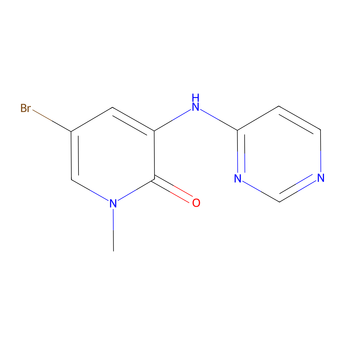 5-bromo-1-methyl-3-(pyrimidin-4-ylamino)pyridin-2(1H)-one molecular structure, CAS 1346672-61-4