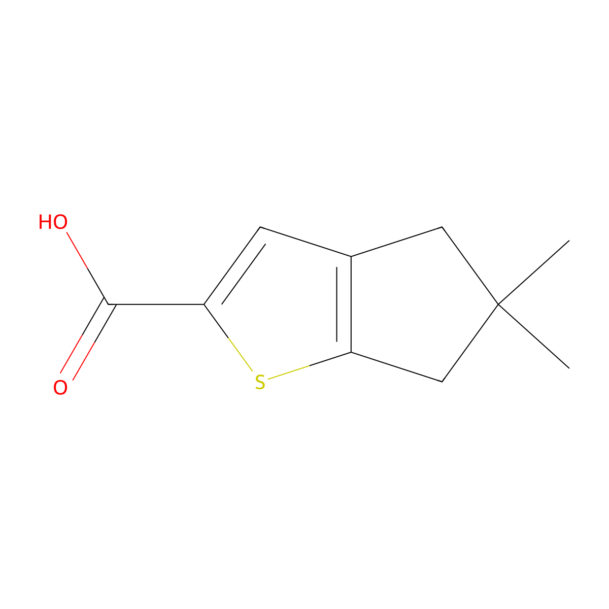 5,5-dimethyl-4H,5H,6H-cyclopenta[b]thiophene-2-carboxylic acid molecular structure, CAS 1346672-64-7