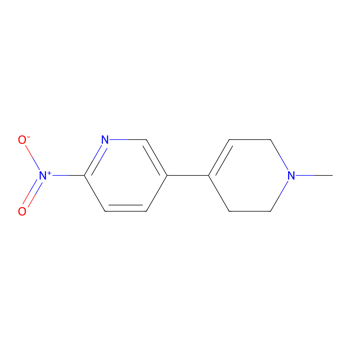 5-(1-Methyl-1,2,3,6-tetrahydropyridin-4-yl)-2-nitropyridine molecular structure, CAS 1346673-24-2