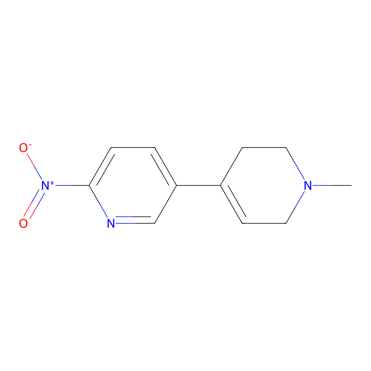 5-(1-Methyl-1,2,3,6-tetrahydropyridin-4-yl)-2-nitropyridine molecular structure, CAS 1346673-24-2