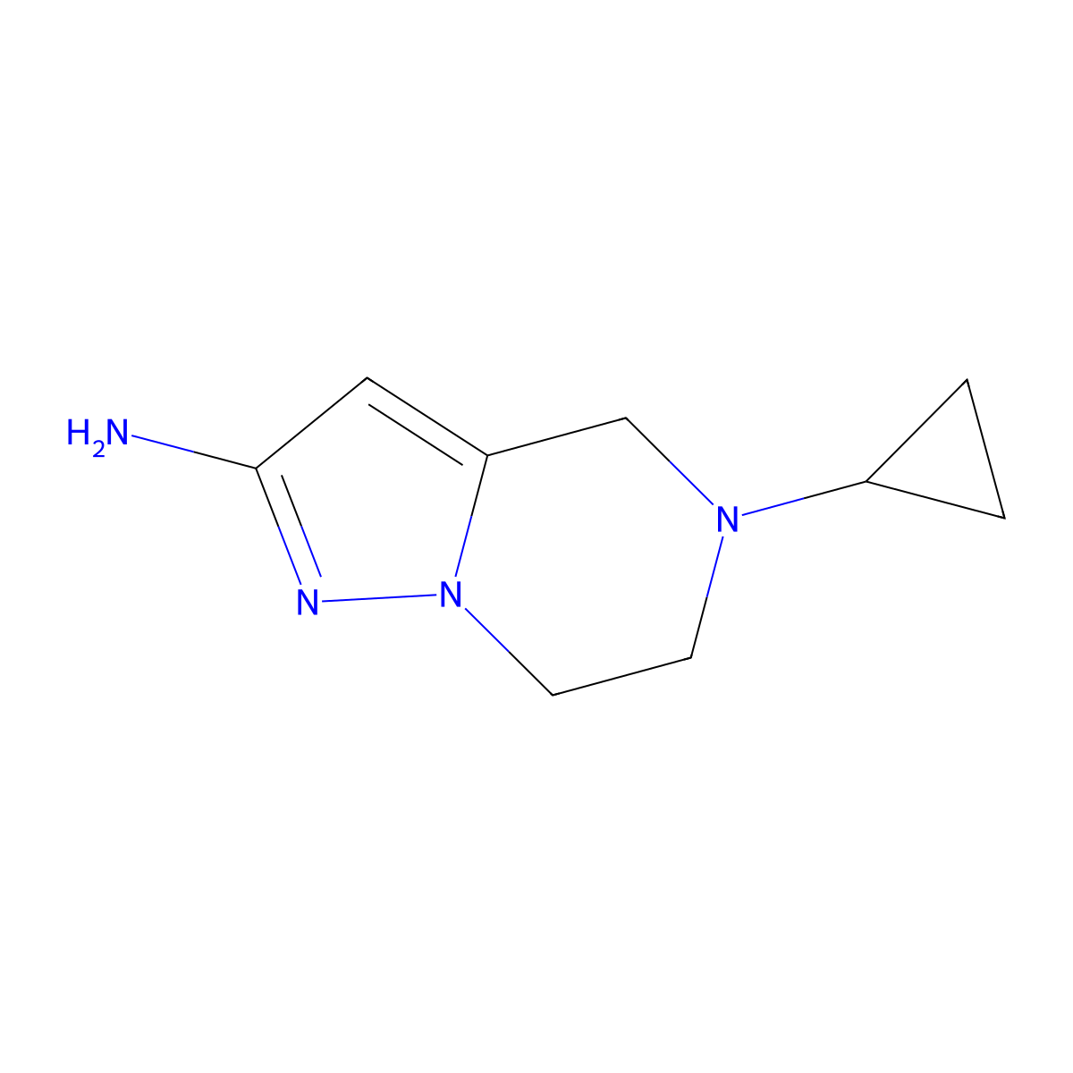 5-Cyclopropyl-4,5,6,7-tetrahydropyrazolo[1,5-a]pyrazin-2-amine molecular structure, CAS 1346673-35-5