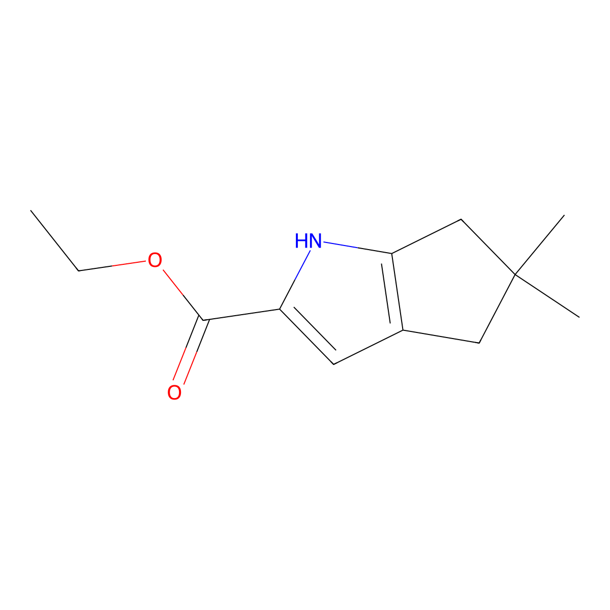 ethyl 5,5-dimethyl-1H,4H,5H,6H-cyclopenta[b]pyrrole-2-carboxylate molecular structure, CAS 1346674-20-1