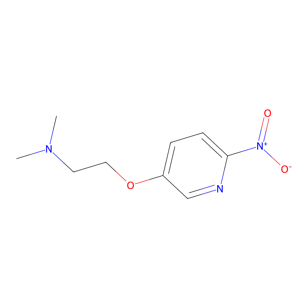 N,N-Dimethyl-2-((6-nitropyridin-3-yl)oxy)ethanamine molecular structure, CAS 1346675-75-9