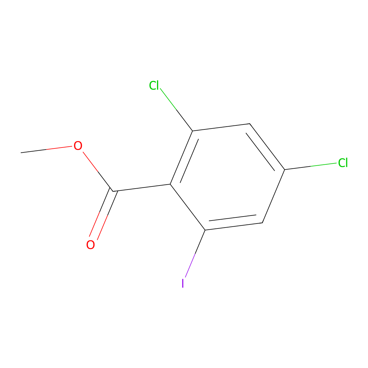 Methyl 2,4-dichloro-6-iodobenzoate molecular structure, CAS 1346679-06-8