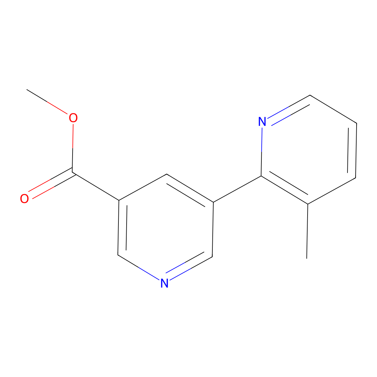 Methyl 3-methyl-[2,3'-bipyridine]-5'-carboxylate molecular structure, CAS 1346686-59-6