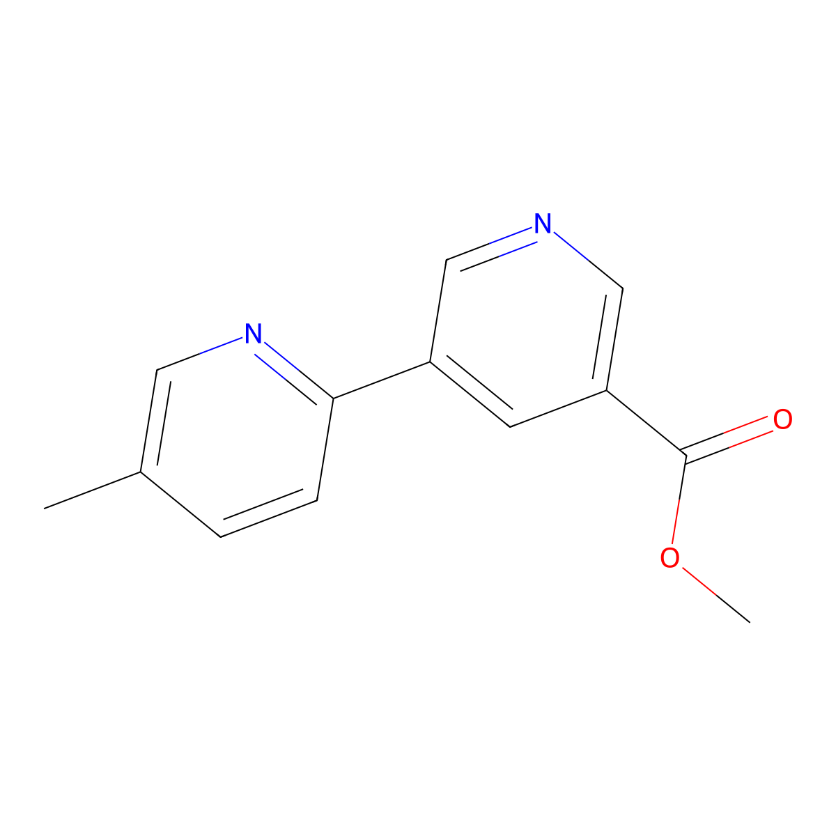 Methyl 5-methyl-[2,3'-bipyridine]-5'-carboxylate molecular structure, CAS 1346686-73-4