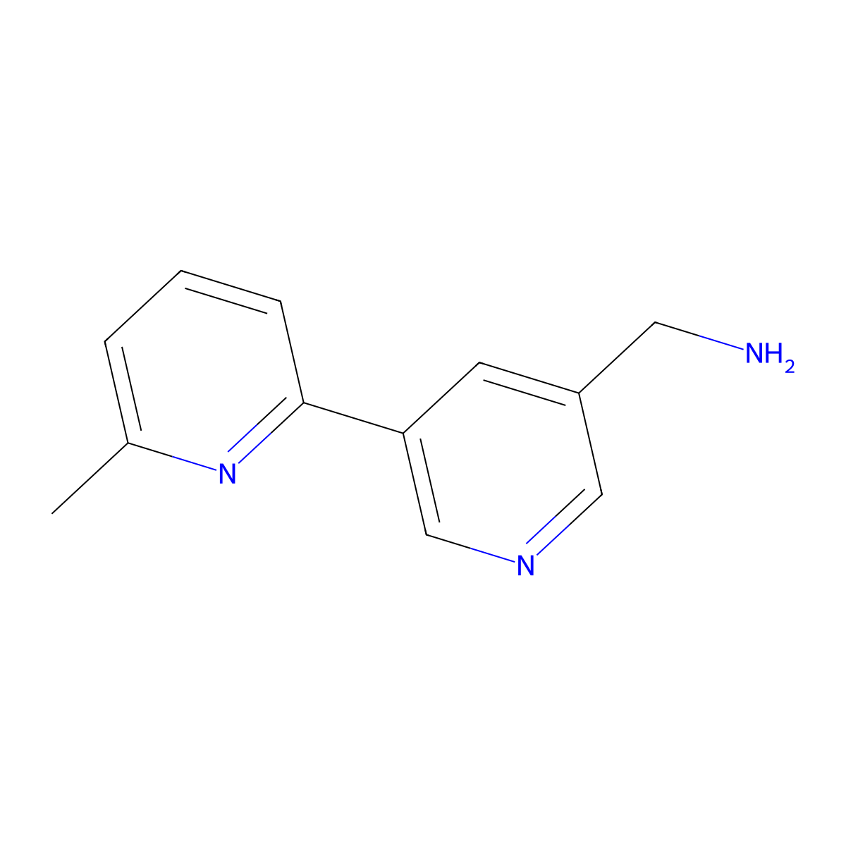 (6-Methyl-[2,3'-bipyridin]-5'-yl)methanamine molecular structure, CAS 1346686-86-9