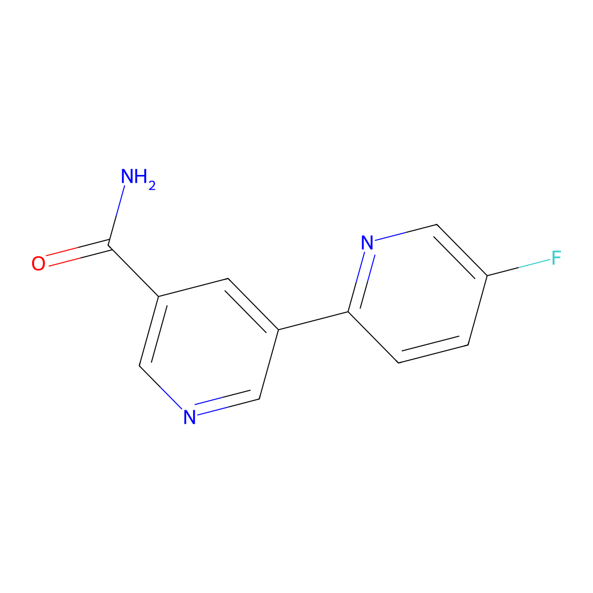 5-Fluoro-[2,3'-bipyridine]-5'-carboxamide molecular structure, CAS 1346686-89-2