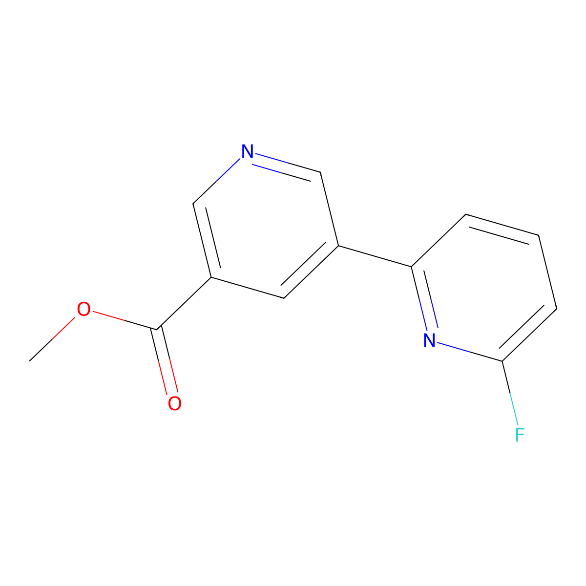 Methyl 6-fluoro-[2,3'-bipyridine]-5'-carboxylate molecular structure, CAS 1346686-95-0