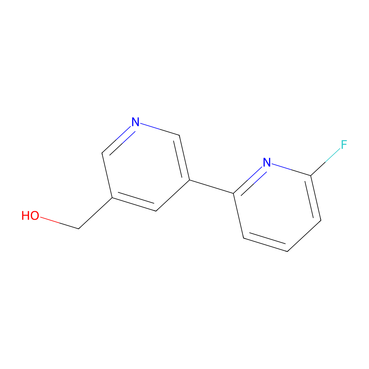 (6-Fluoro-[2,3'-bipyridin]-5'-yl)methanol molecular structure, CAS 1346686-98-3