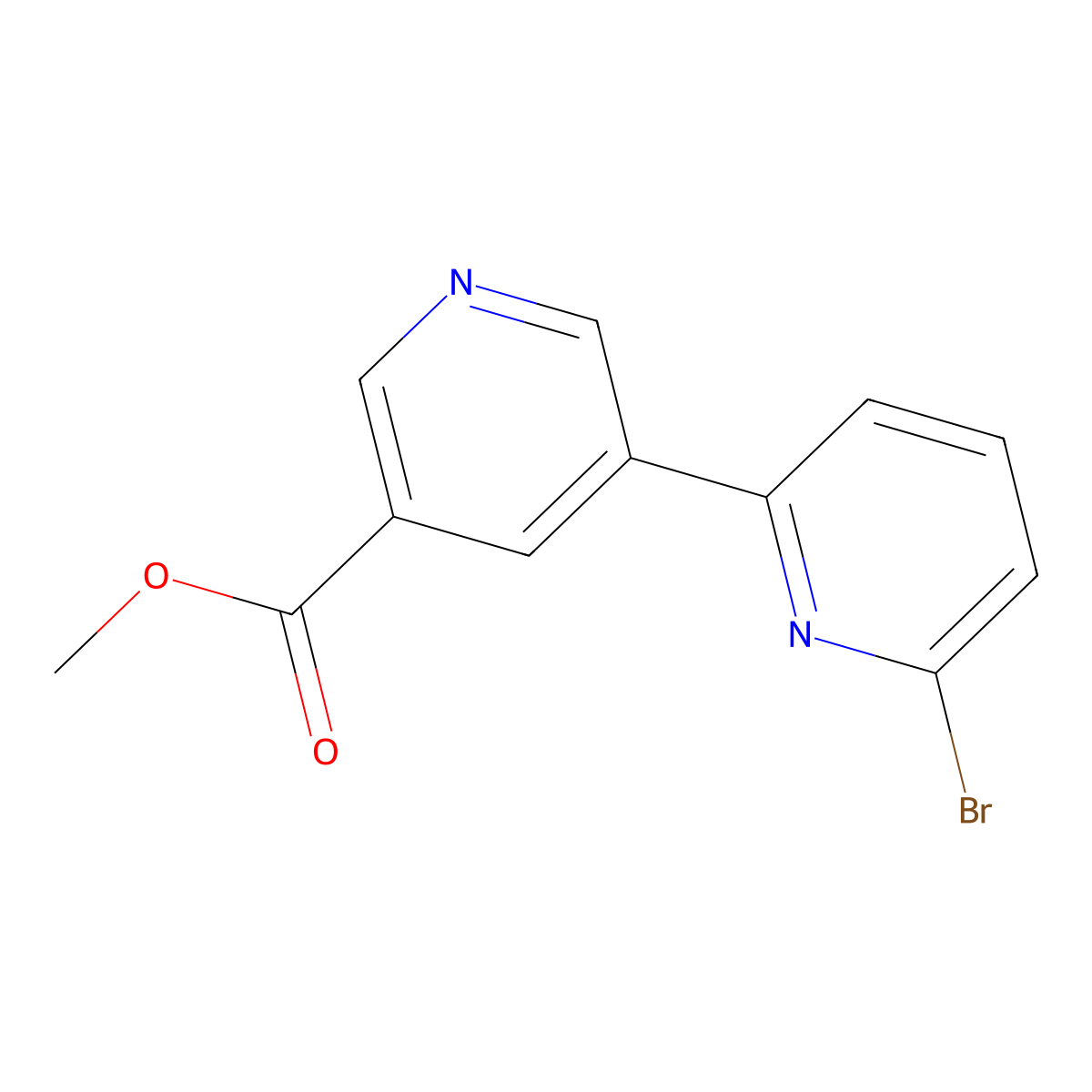 Methyl 6-bromo-[2,3'-bipyridine]-5'-carboxylate molecular structure, CAS 1346687-03-3