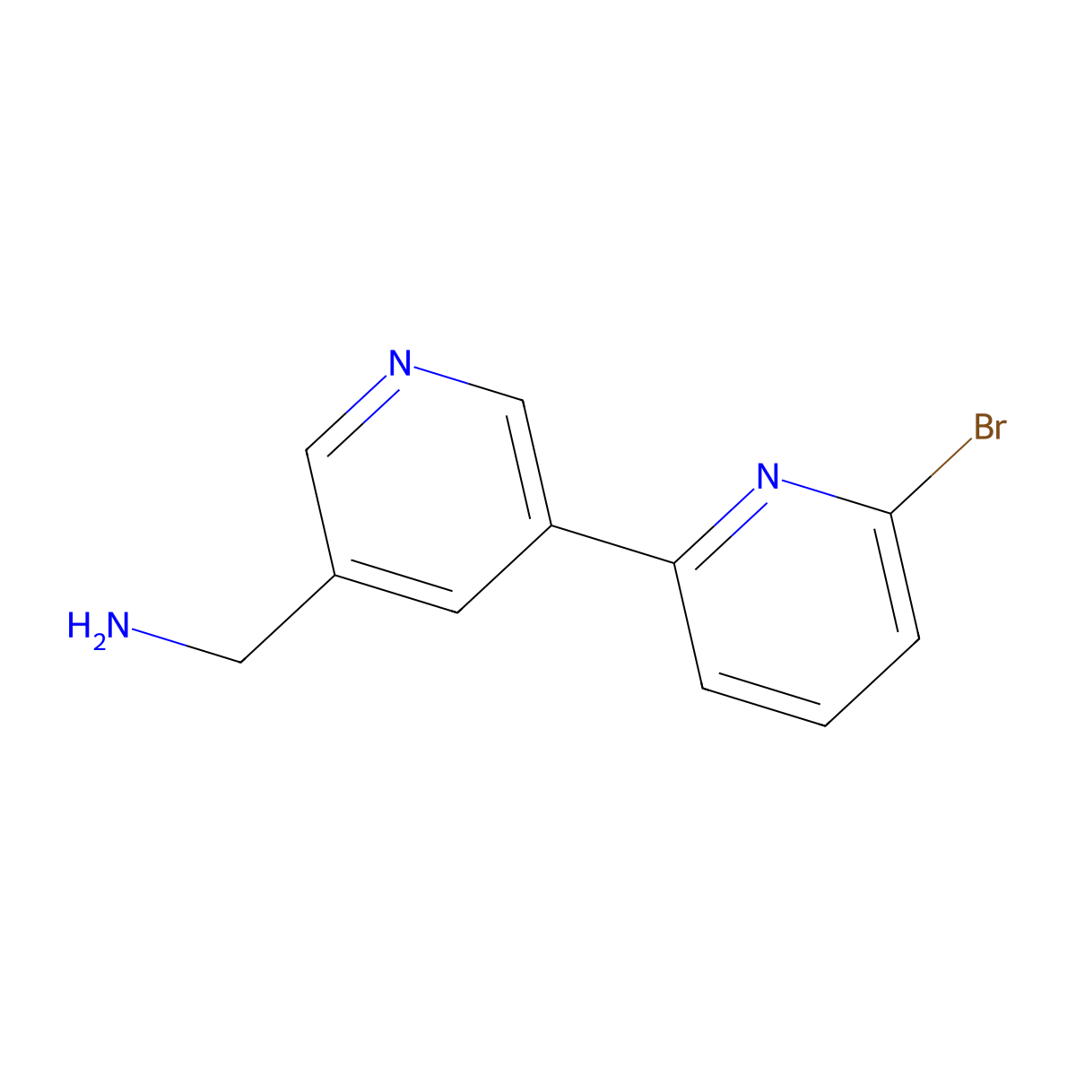 (6-Bromo-[2,3'-bipyridin]-5'-yl)methanamine molecular structure, CAS 1346687-09-9
