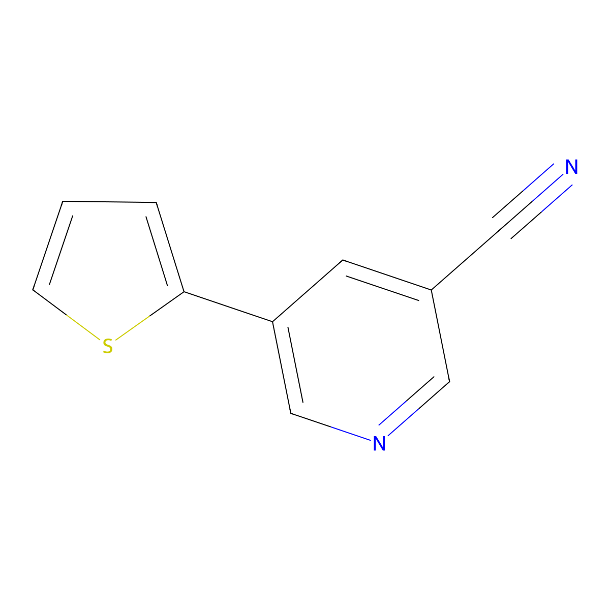 5-(Thiophen-2-yl)nicotinonitrile molecular structure, CAS 1346687-10-2