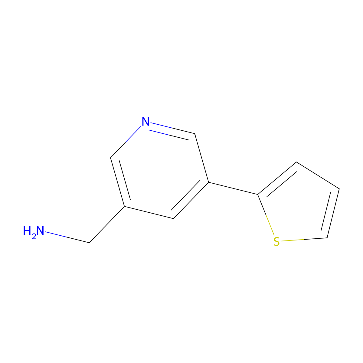 (5-(Thiophen-2-yl)pyridin-3-yl)methanamine molecular structure, CAS 1346687-11-3