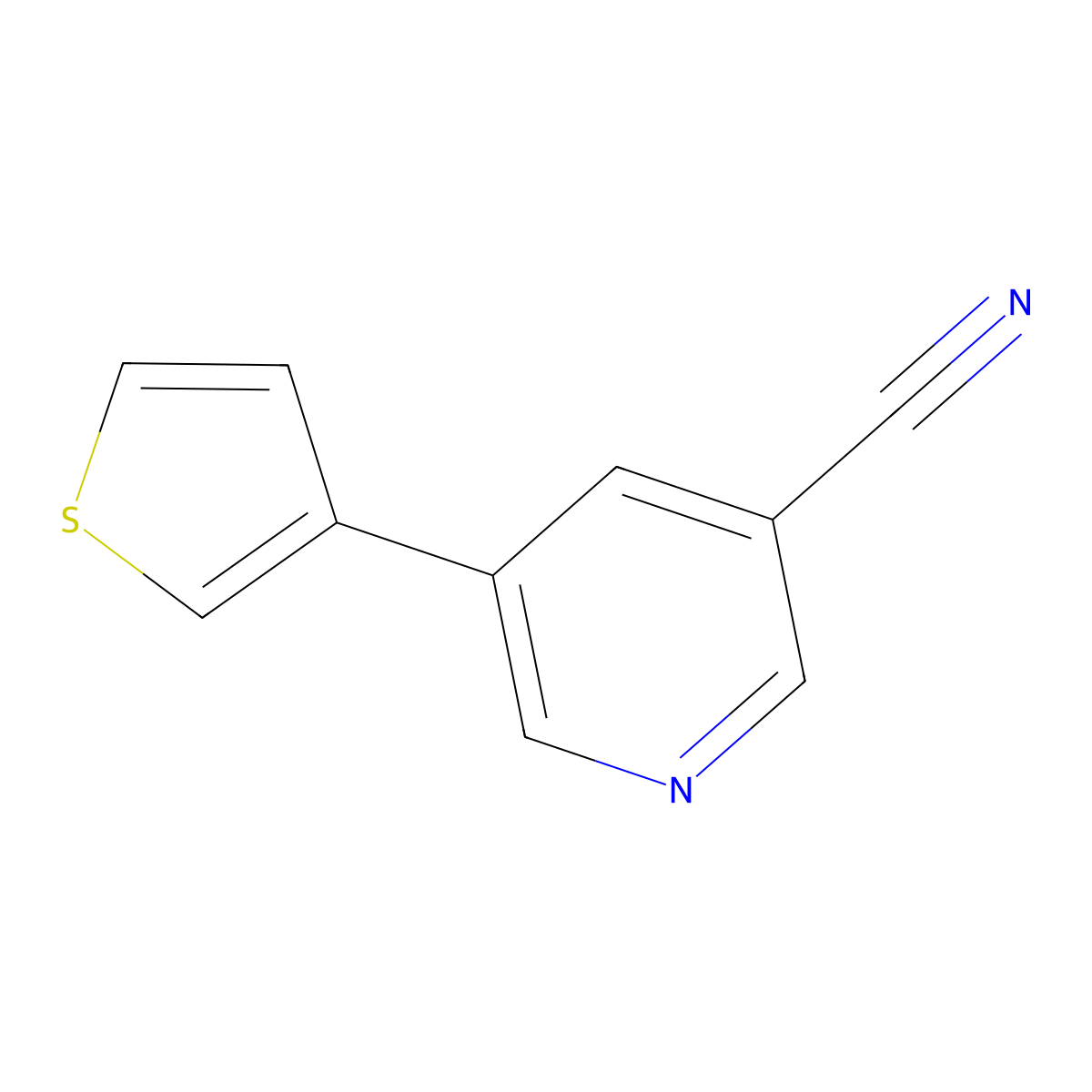 5-(Thiophen-3-yl)nicotinonitrile molecular structure, CAS 1346687-14-6