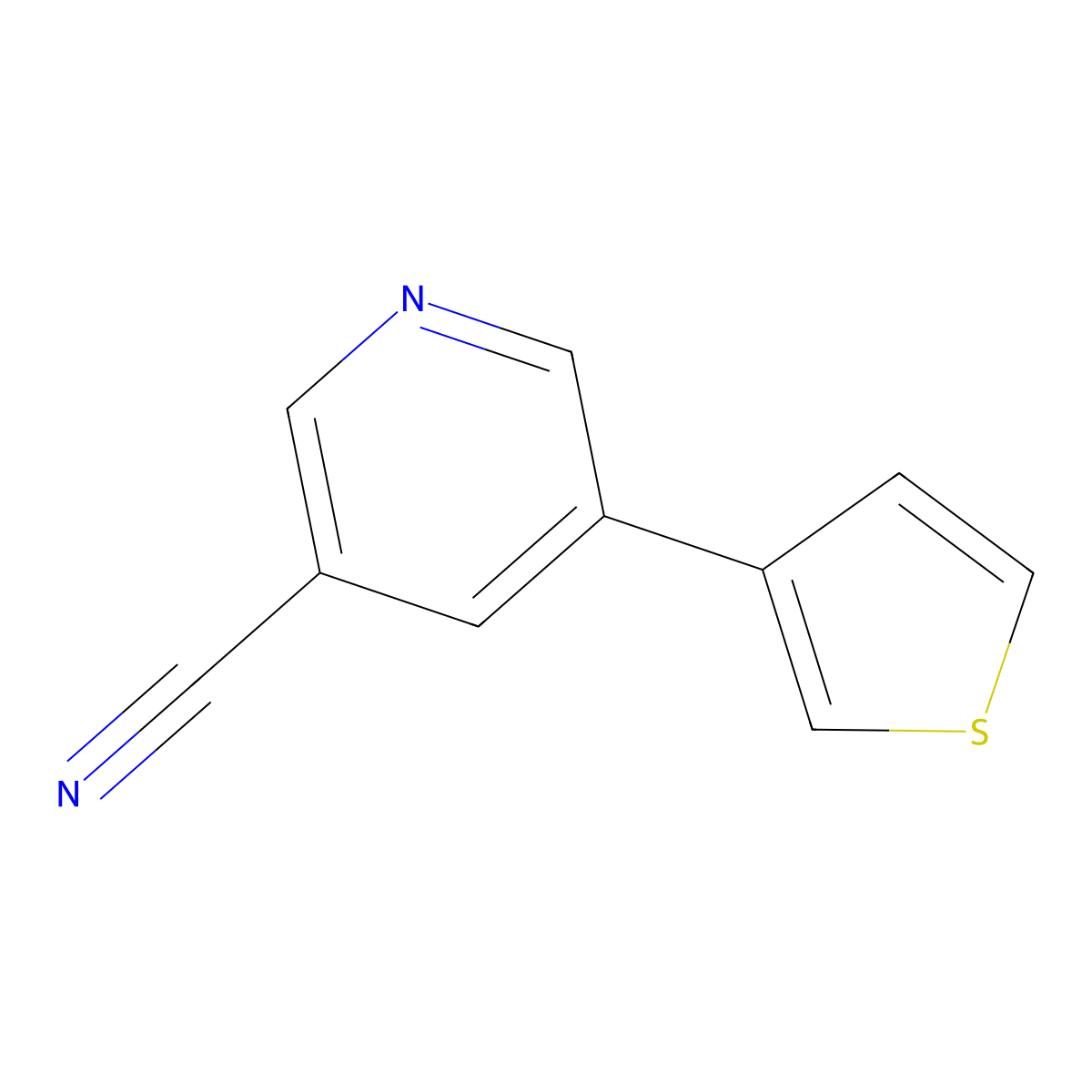 5-(Thiophen-3-yl)nicotinonitrile molecular structure, CAS 1346687-14-6