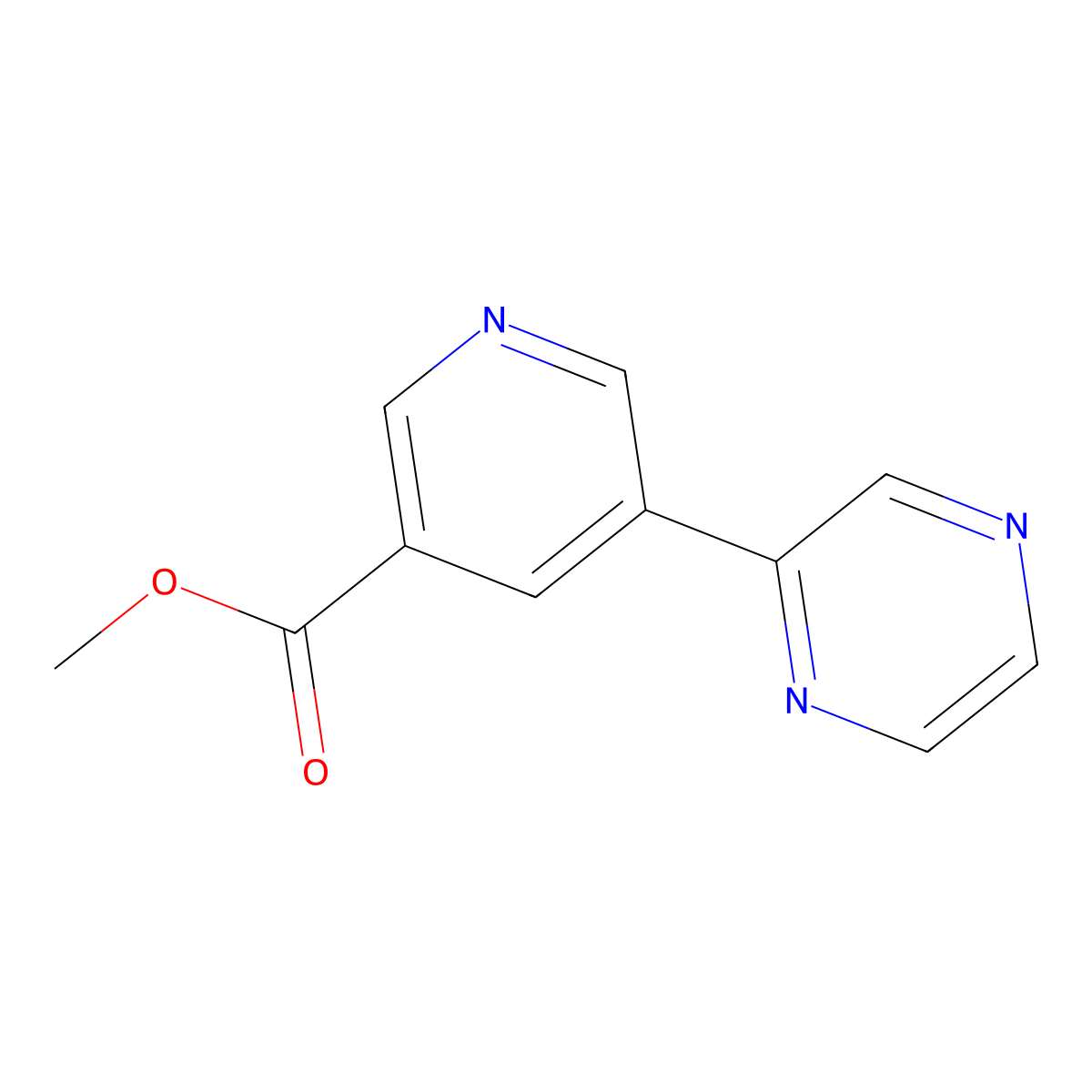 Methyl 5-(pyrazin-2-yl)nicotinate molecular structure, CAS 1346687-23-7